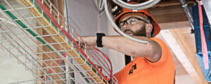 Steele Electric Journeyman Electrician instals low-voltage commercial data, security, information technology cable.
