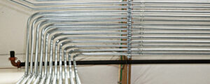 Multiline commercial electrical wiring conduit neatly laid out to Oregon code by Steele Electrical Master Electrician.